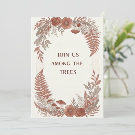 Boho uitnodigingskaart voor bosbruiloft kaart (Staand voorkant)