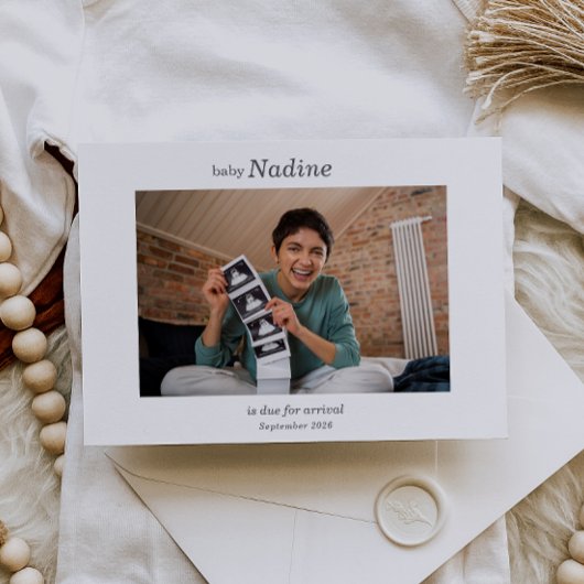 Boho Ultrasound Photo Pregnancy Announcement Card Kaart