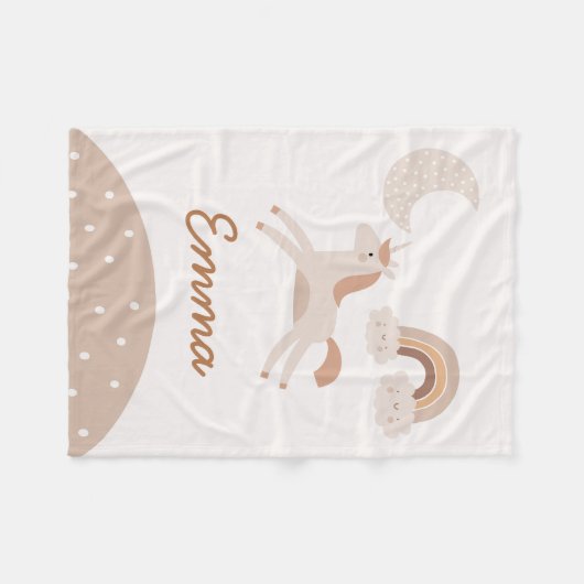 Boho Unicorn - Aangepaste naam Fleece Deken (Voorkant (Horizontaal))
