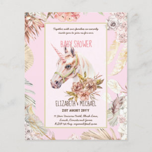 BOHO UNICORN Baby Shower Invitation Waterverf Flyer