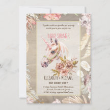 BOHO UNICORN Baby Shower Invitation Waterverf