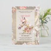 BOHO UNICORN Baby Shower Invitation Waterverf Kaart (Staand voorkant)