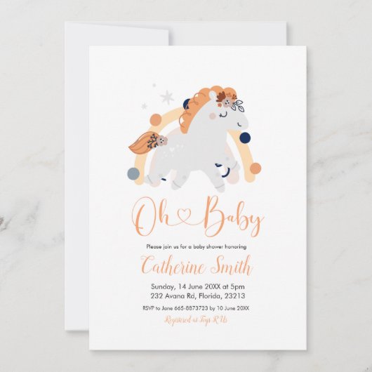 Boho Unicorn Baby shower Uitnodiging (Voorkant)