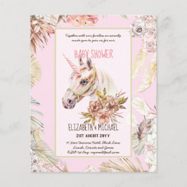 BOHO UNICORN Baby Shower Uitnodigingen Aquarel Flyer