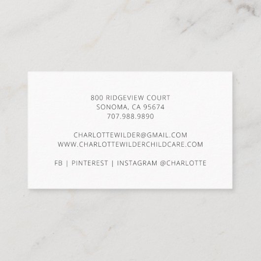 Boho Unicorn Child Daycare Visitekaartje (Achterkant)