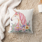 Boho Unicorn Face Floral Baby Girl Neursery Pillow Kussen (Deken)