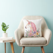 Boho Unicorn Face Floral Baby Girl Neursery Pillow Kussen (Stoel)
