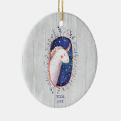 Boho Unicorn Illustration Personalized Girl's Name Keramisch Ornament (Rechts)