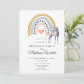 Boho Unicorn Rainbow Birthday Uitnodiging (Staand voorkant)
