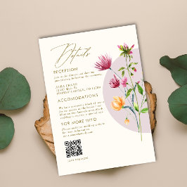 Boho Unieke Spring Wildflower grillige bruiloft Informatiekaartje
