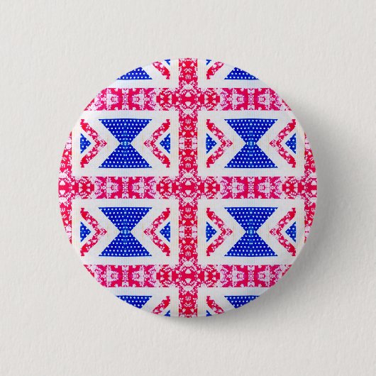 boho union jack ronde button 5,7 cm (Voorkant)