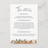 Boho vakantie botanische bruiloft details informatiekaartje (Voorkant)