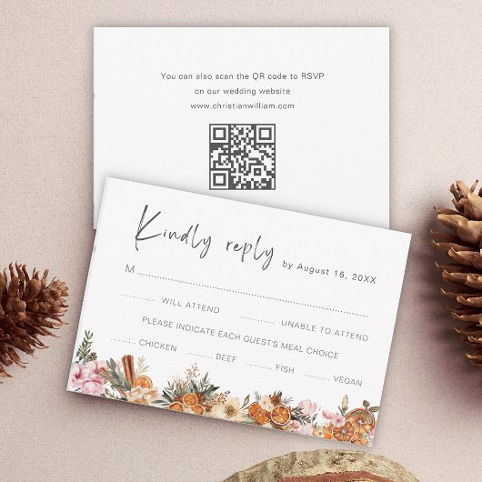 Boho Vakantie Huwelijk QR Code RSVP Kaartje
