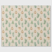 Boho Vakantie Waterverf Kerst Cadeaupapier (Vlak)