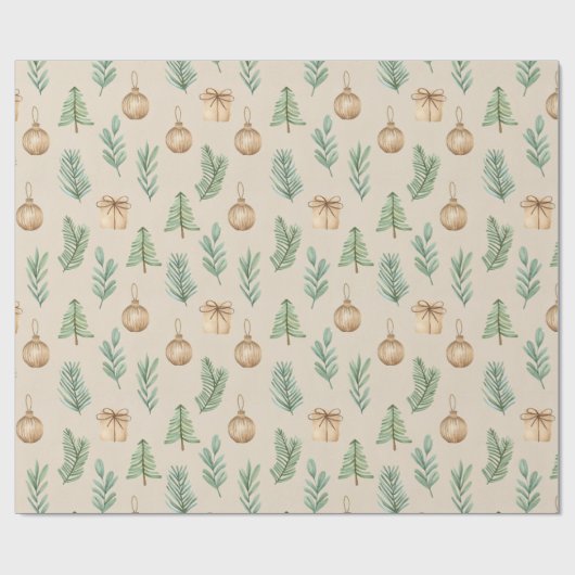 Boho Vakantie Waterverf Kerst Cadeaupapier (Vlak)