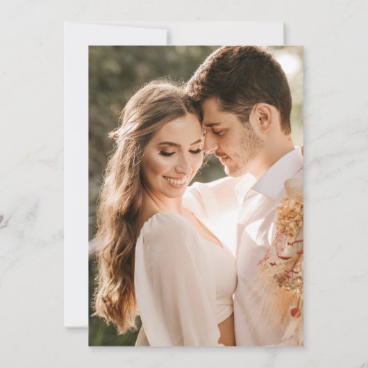 Boho vakantiefoto bruiloft kaart (Achterkant)