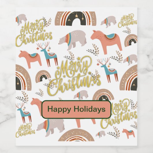 Boho vakantieseizoen wijn etiket (Enkel label)