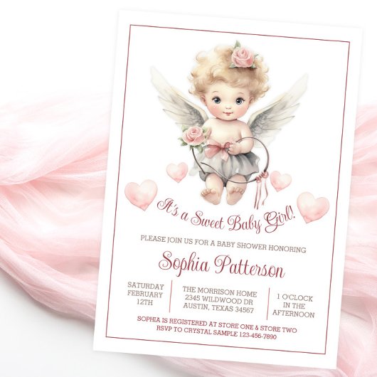 Boho Valentijn Liefje Cherub Baby Shower Kaart