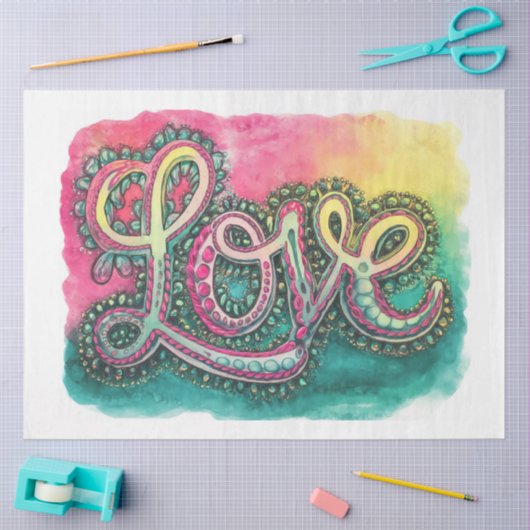 Boho Valentijnsdag Love Decoupage Papier (Craft)