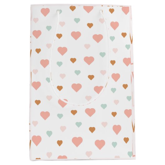 Boho Valentijnsdag pastel houdt van hart Medium Cadeauzakje (Voorkant)