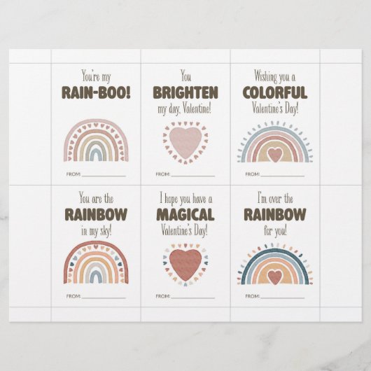 Boho Valentine’s Day Cards for Kids Classroom Briefhoofd (Voorkant)