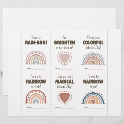 Boho Valentine’s Day Cards for Kids Classroom Briefhoofd (Voorkant / Achterkant)