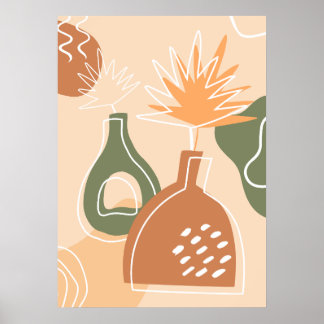 Boho Vazen Wall Art Print Tropische bladeren Poste