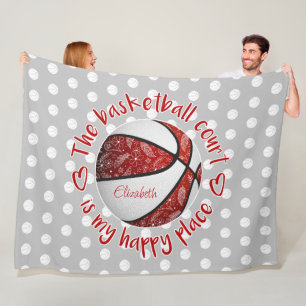 boho veegt de rode basketbal bij de rechtbank fleece deken