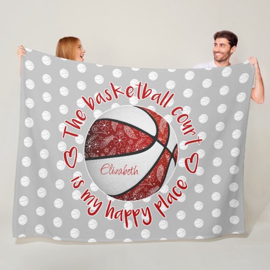 boho veegt de rode basketbal bij de rechtbank fleece deken (In situ)