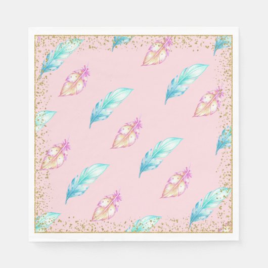 Boho Veer Baby Shower Papieren Servetten (Voorkant)
