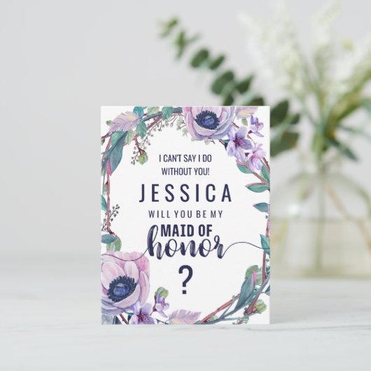 Boho Veer & Bloemige Wil Je Mijn Bruidsmeisje Zijn Kaart (Staand voorkant)