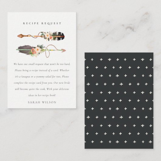 Boho Veer Bloemrijke Pijl Recept Verzoek Bruid Informatiekaartje (Voorkant / Achterkant)