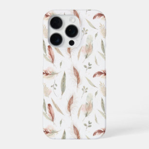 Boho Veer- en Blad Scatter Waterverf Patroon iPhone 16 Pro Hoesje