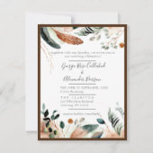 Boho Veer- en Eucalyptus Trouwkaart Kaart (Voorkant)