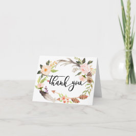boho veer Floral dank je kaart