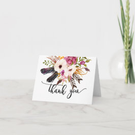 boho veer Floral dank je kaart