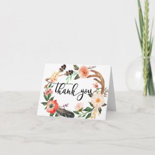 boho veer Floral dank je kaart