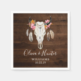 Boho Veer Herten schedel Donker Hout Bruiloft Servet