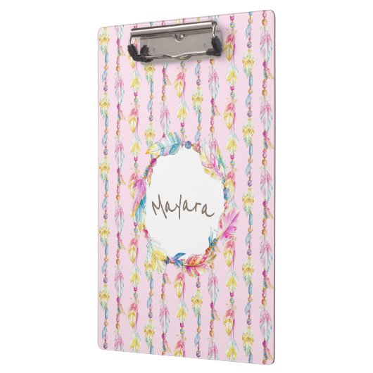 Boho veer waterverf kunstnaam roze klembord (Links)