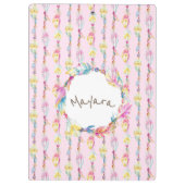 Boho veer waterverf kunstnaam roze klembord (Achterkant)