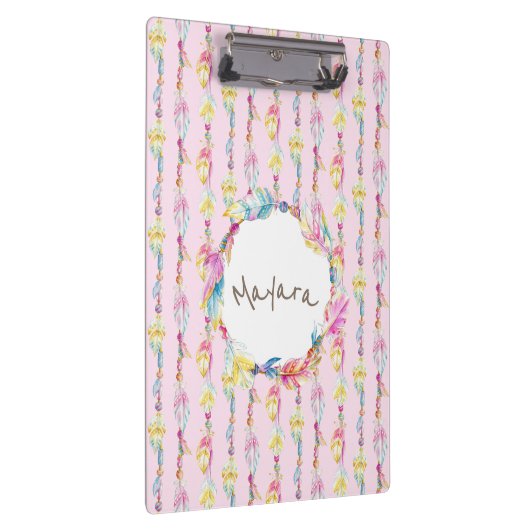 Boho veer waterverf kunstnaam roze klembord (Rechts)