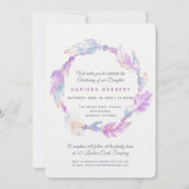 Boho veer waterverf paarse doop kaart (Voorkant)