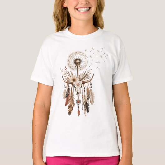 Boho Veer Westerse Paardenbloem T-shirt (Voorkant)