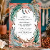 Boho Veerkrans met Droomvanger Bruiloft Kaart