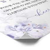 Boho veert paarse stoffblauwe bloemen mimosa bar poster (Hoek)