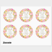 Boho veldbloemen dank je wel roze bruidsdouche ronde sticker (Vel)