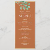 Boho Verbrand Oranje Bruiloft Menu (Voorkant)