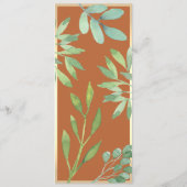 Boho Verbrand Oranje Bruiloft Menu (Achterkant)