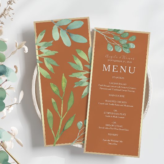 Boho Verbrand Oranje Bruiloft Menu