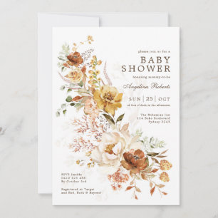 Boho verbrand Oranje Butterscotch Flower Baby show Kaart